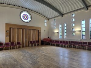 View of the main hall and venue space at New Unitarian Chapel Denton
