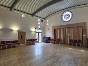 View of the main hall and venue space at New Unitarian Chapel Denton